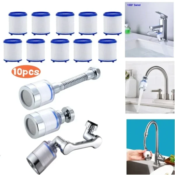 10pcs Pressurized Bubbler Filter Element Faucet Purifier Shower PP Cotton Filtration Remove Chlorine Heavy Metals for Kitchen