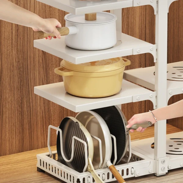 MultiLayer Pot Rack Kitchen Under Sink Storage Shelf Adjustable Cabinets Layered Corner Closet Organizer Durable Design - Image 2