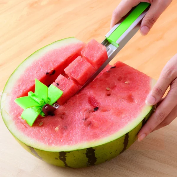 Watermelon Cutter Knife Stainless Steel Windmill Design Easy Cut Watermelon Piece Kitchen Gadget Salad Fruit Slicer Cutter Tools - Image 3