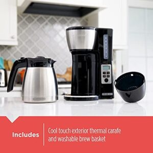 BLACK+DECKER 12-Cup* Thermal Programmable Coffeemaker | VORTEX Technology | Brew Strength | Black/Steel