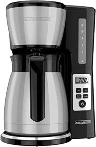 BLACK+DECKER 12-Cup* Thermal Programmable Coffeemaker | VORTEX Technology | Brew Strength | Black/Steel 