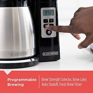 BLACK+DECKER 12-Cup* Thermal Programmable Coffeemaker | VORTEX Technology | Brew Strength | Black/Steel 